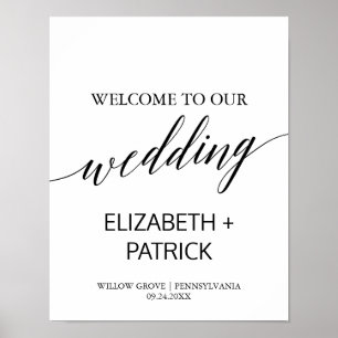 Välkomsthälsning för elegant White & Black Calligr Poster