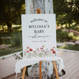 Välkomsthälsning för elegant Wildblomma Baby Showe Poster