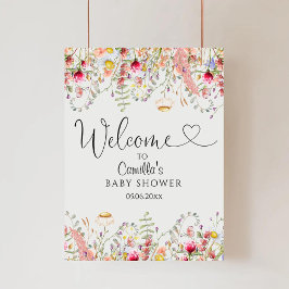 Välkomsthälsning för elegant Wildblommor Meadow Ba Poster