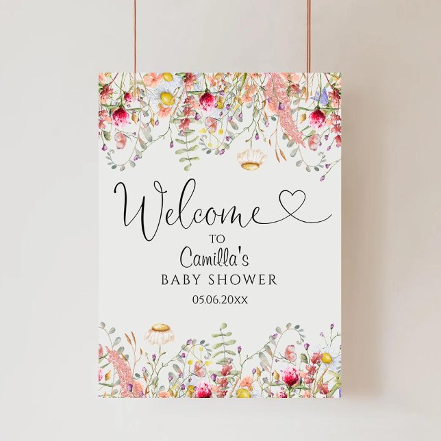 Välkomsthälsning för elegant Wildblommor Meadow Ba Poster (Skapare uppladdad)