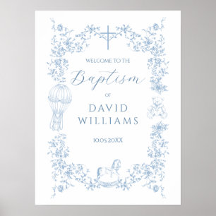 Välkomsthälsning för Eleganten Blue Toile Boy Poster