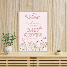 Välkomsthälsning för en liten Wildblomma Baby Show Poster