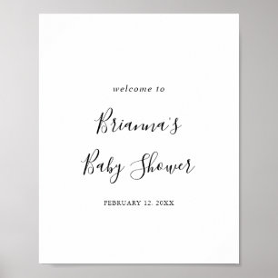 Välkomsthälsning för enkel minimalistisk babyåda poster
