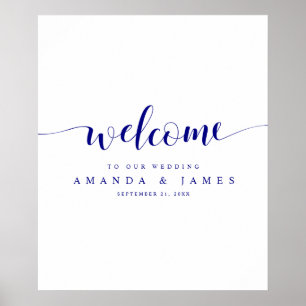 Välkomsthälsning för enkelt Modern Navy Blue Scrip Poster