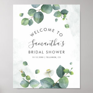Välkomsthälsning för Eucalyptus Greenery Script-Mö Poster
