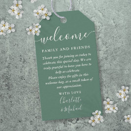 Välkomsthälsning för Eucalyptus Grönt Wedor Välkom Presentetikett
