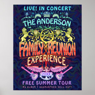Välkomsthälsning för Family Reunion Band Retro 70s Poster