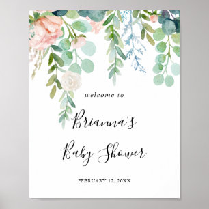 Välkomsthälsning för färgad tropisk Blommigt för b Poster