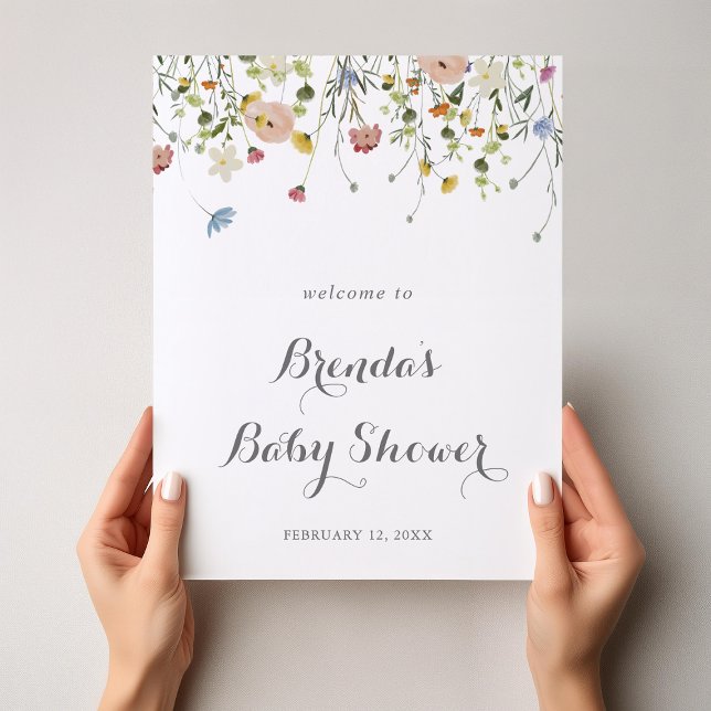 Välkomsthälsning för färgad Vild Blommor Baby Show Poster (Skapare uppladdad)