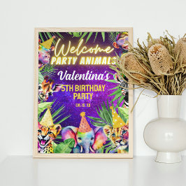 Välkomsthälsning för färglöst Neon Glow Safari Par Poster