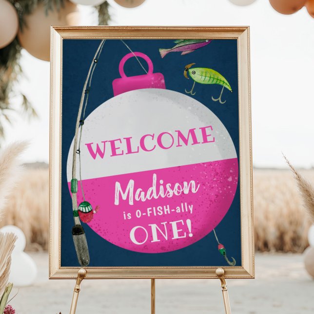Välkomsthälsning för flickfiske O-FISH-ally Birthd Poster (Skapare uppladdad)