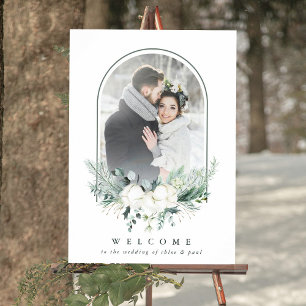 Välkomsthälsning för fotnoten Ram Flower Arched Br Poster
