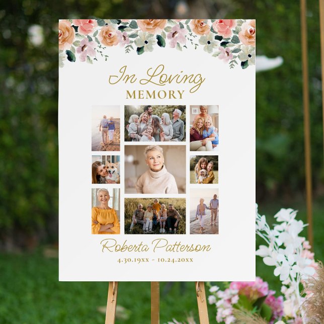 Välkomsthälsning för fotokollage för blommigt Ro Poster (Skapare uppladdad)