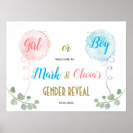 Välkomsthälsning för Gender av vattenfärg i bubblo Poster