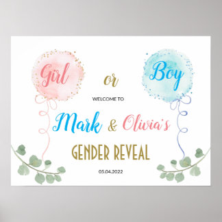 Välkomsthälsning för Gender av vattenfärg i bubblo Poster