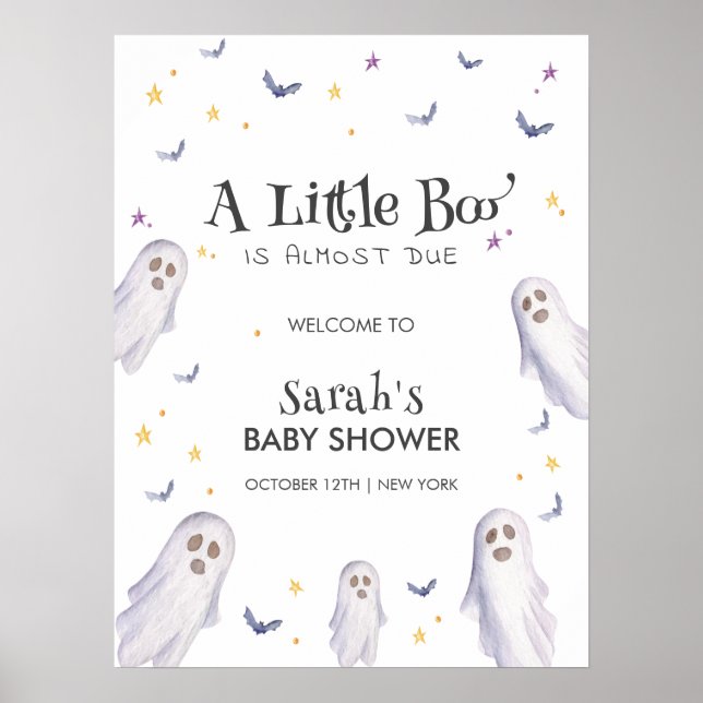 Välkomsthälsning för Ghost Baby Shower Modern Litt Poster (Framsidan)