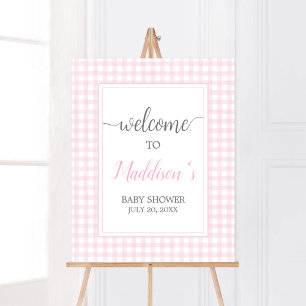 Välkomsthälsning för Gingham Baby Shower Classic R Poster
