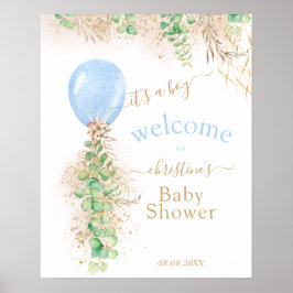 Välkomsthälsning för Grey Guld Glitter Eucalyptus  Poster