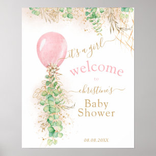 Välkomsthälsning för Grey Guld Glitter Eucalyptus Poster