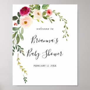 Välkomsthälsning för Grey Rosa  Baby Shower Poster