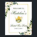 Välkomsthälsning för grönt Blommigt Möhippa Tea Pa Poster<br><div class="desc">Grönt Guld Blommigt Möhippa  Tea Party Välkomsthälsning Poster</div>
