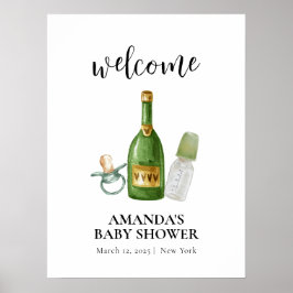 Välkomsthälsning för grönt Minimal poppin Champagn Poster