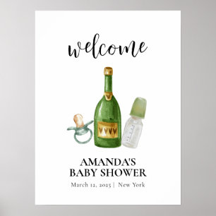 Välkomsthälsning för grönt Minimal poppin Champagn Poster