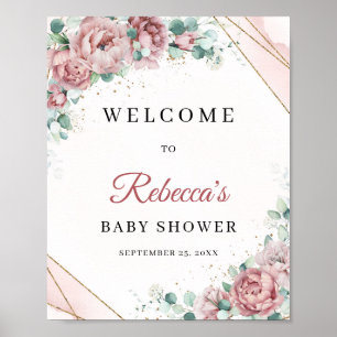 Välkomsthälsning för guld babykläder för blommigt poster