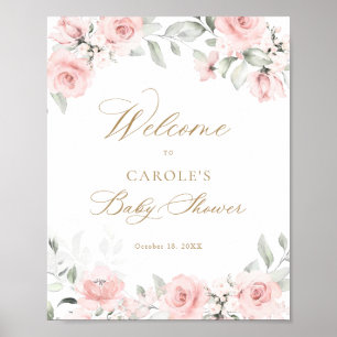 Välkomsthälsning för Guld Greenery Baby Shower Poster