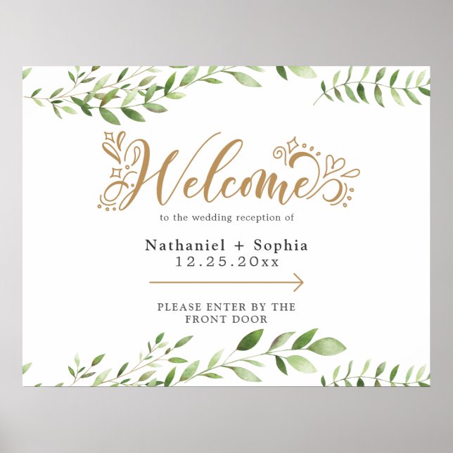 Välkomsthälsning för guld Grey Lämnat Direction Br Poster (Framsidan)