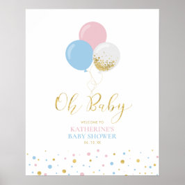 Välkomsthälsning för guld Rosa Blue Gender Reveal  Poster