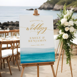 Välkomsthälsning för Guld Watercolor Script Beach  Poster