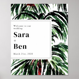 Välkomsthälsning för Handflatan Modern Beach Weddi Poster