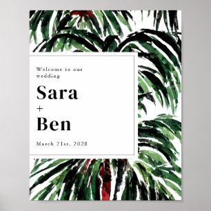 Välkomsthälsning för Handflatan Modern Beach Weddi Poster