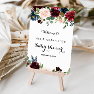 Välkomsthälsning för hösten Rustic Burgundy Baby S Poster