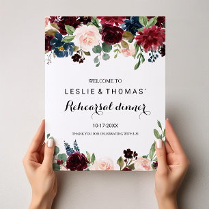Välkomsthälsning för hösten Rustic Burgundy Rehear Poster