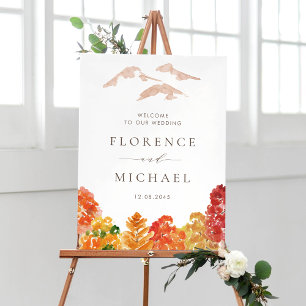Välkomsthälsning för hösten Woodlands Fall Wedding Poster