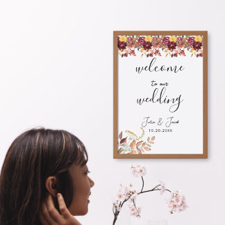 Välkomsthälsning för höstfärgning Blommigt Bröllop Poster