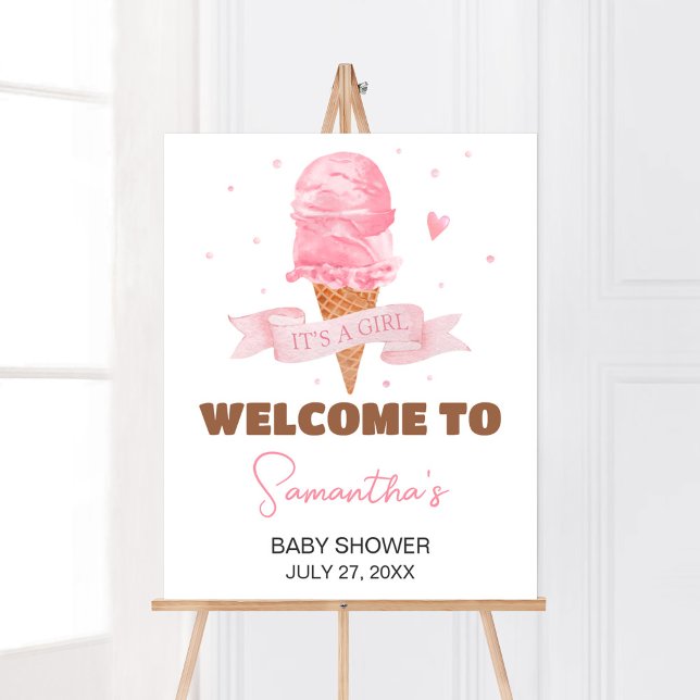 Välkomsthälsning för Ice Cream Baby Shower Poster (Here's the Scoop Baby Shower Welcome Sign)