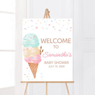Välkomsthälsning för Ice Cream Baby Shower Poster