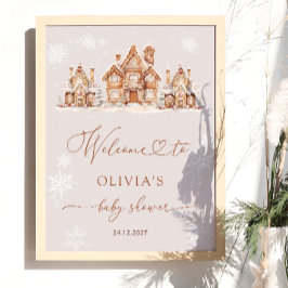 Välkomsthälsning för julbyn Vinter Baby Shower Poster