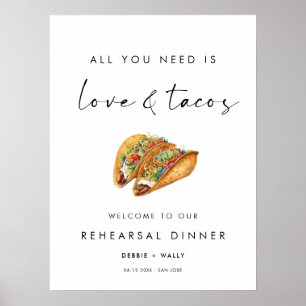 Välkomsthälsning för kärlek och Tacos-repetitionsd Poster