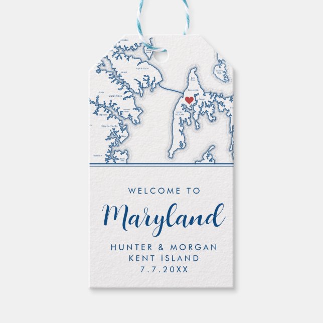 Välkomsthälsning för Kent Island Destination Weddi Presentetikett (Framsidan)