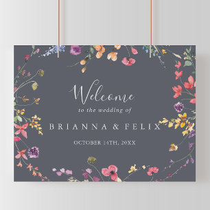 Välkomsthälsning för klassisk blå Vild Blommigt Br Poster