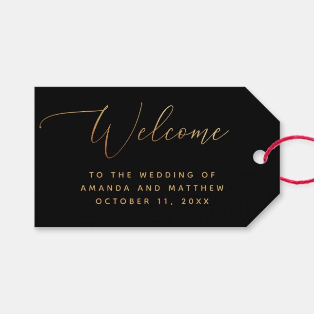 Välkomsthälsning för klassisk Guld och svart Bröll Presentetikett (Framsidan (Horisontell))