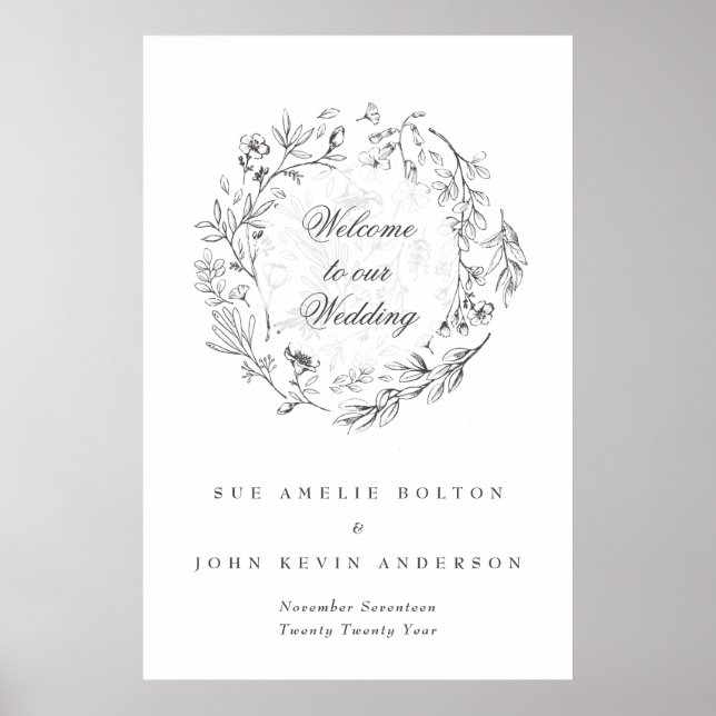 Välkomsthälsning för klassiska botaniska Blommigta Poster (Framsidan)