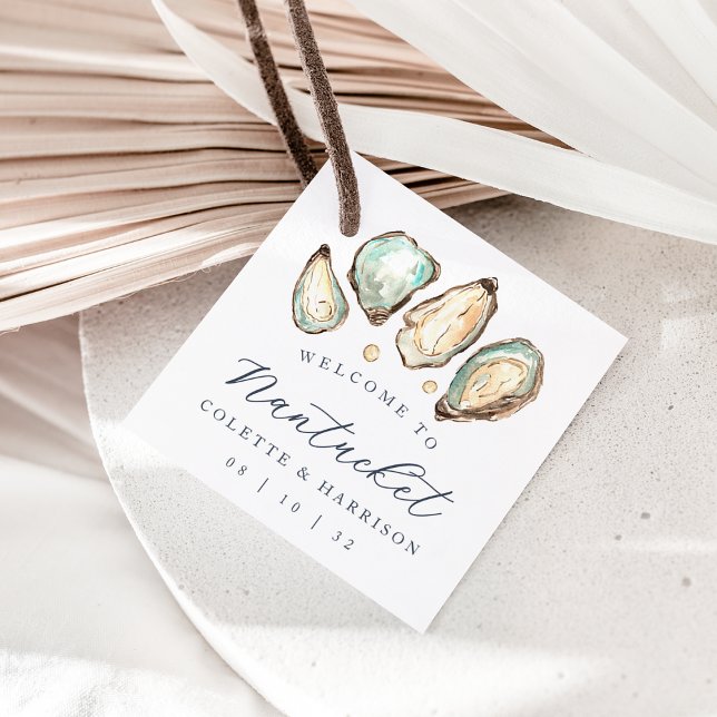 Välkomsthälsning för kustfärgen Oyster Bröllop Gåvor Etiketter (Skapare uppladdad)