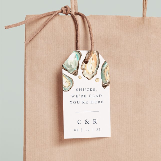 Välkomsthälsning för kustfärgen Oyster Bröllop Presentetikett (Skapare uppladdad)