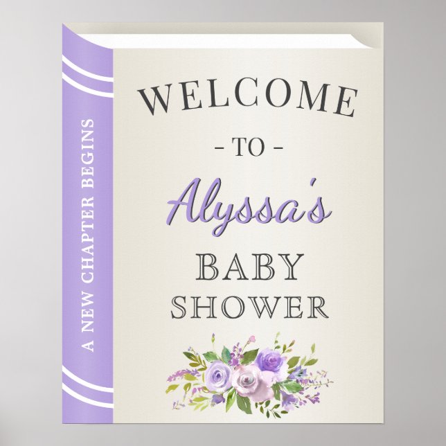 Välkomsthälsning för Lavender Girl Baby Shower Poster (Framsidan)