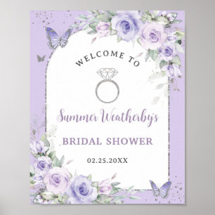 Välkomsthälsning för Lavender Lilac Lila Blommigt  Poster